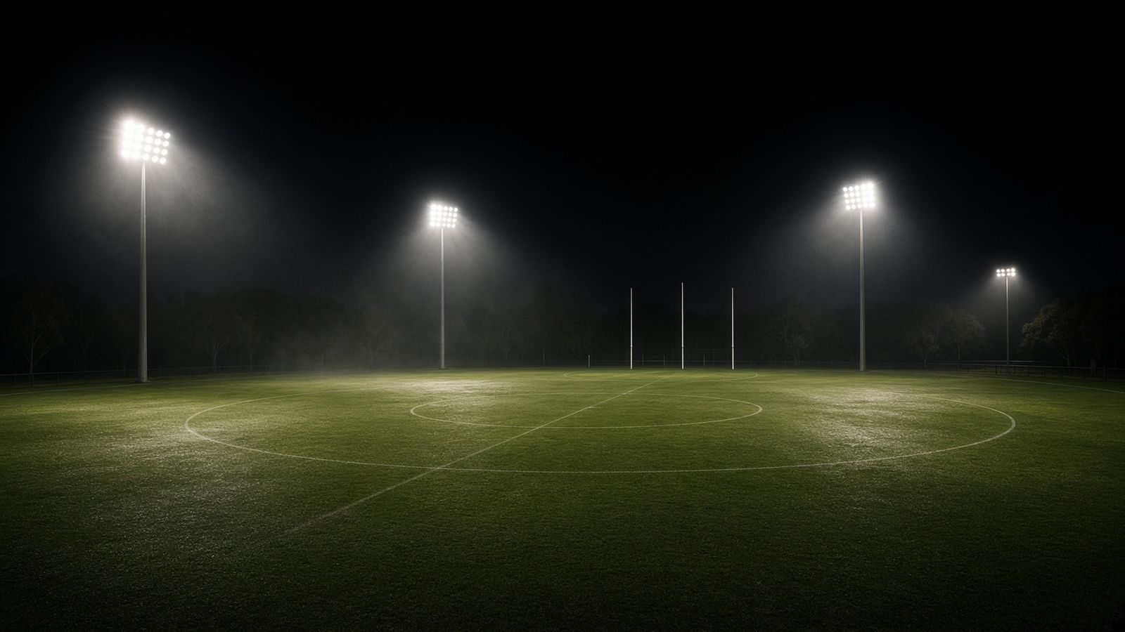Floodlit oval at night