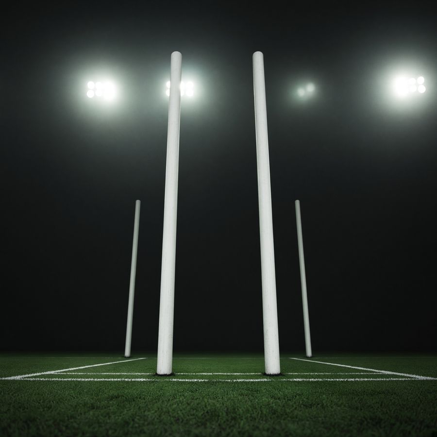 Goal posts under floodlights